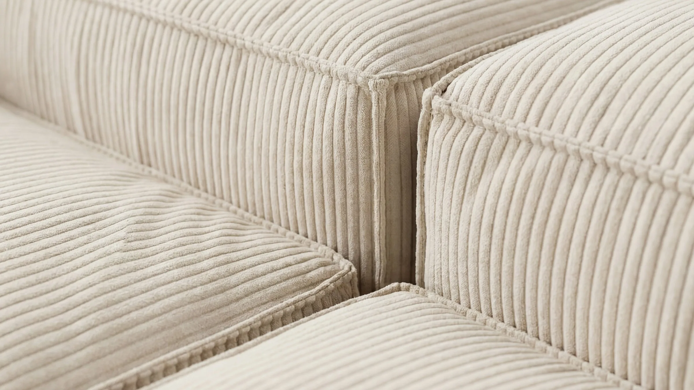 Two modules meeting, cream corduroy