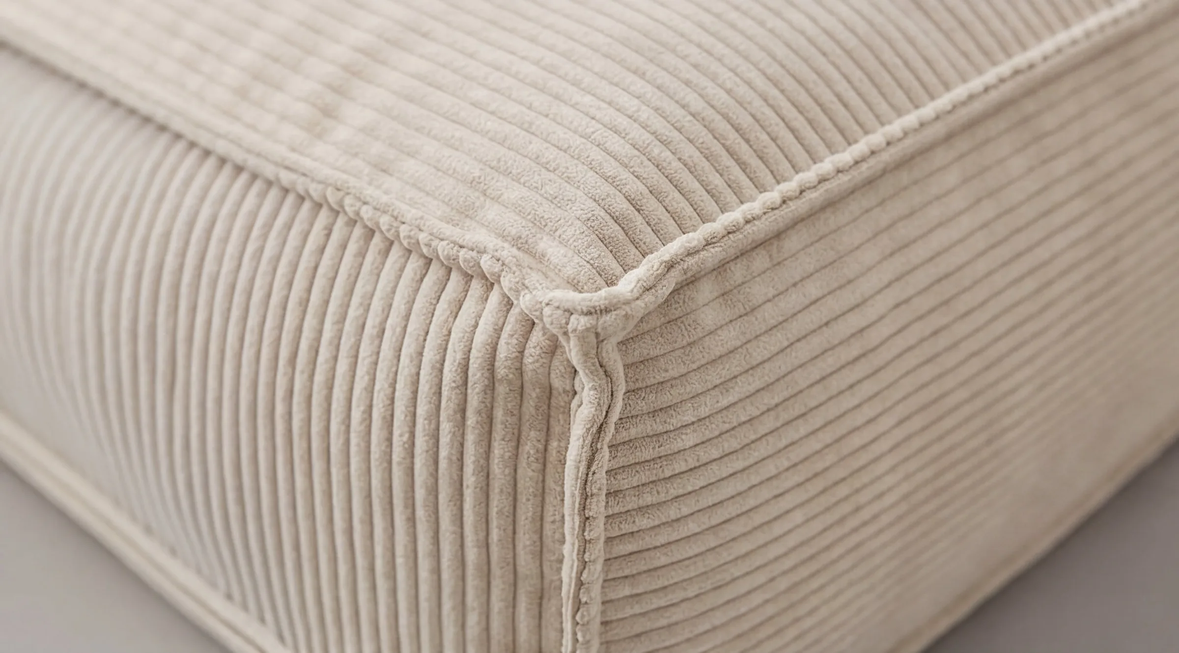 Corner of a module in cream corduroy