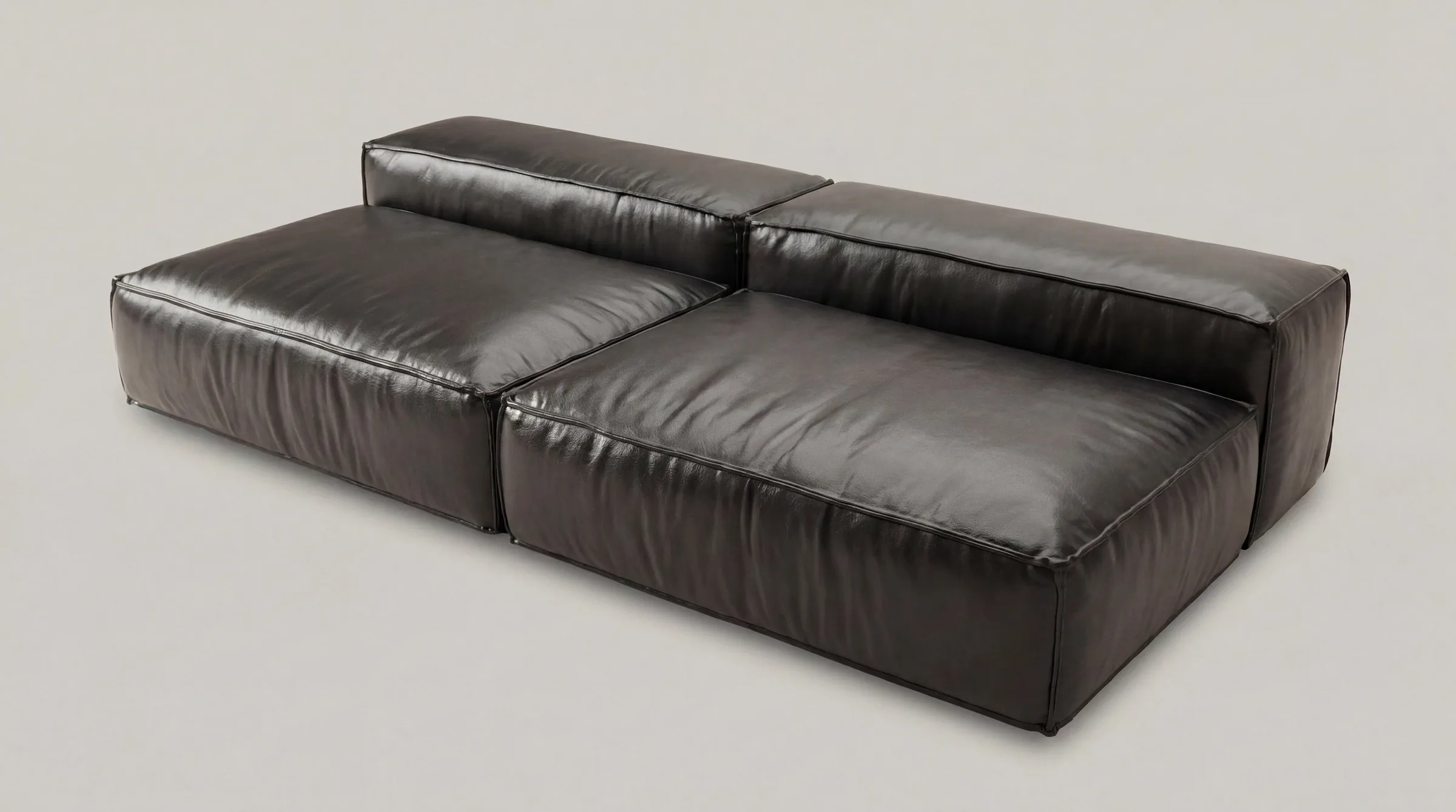 Cloud Form Linear in black leather, full view