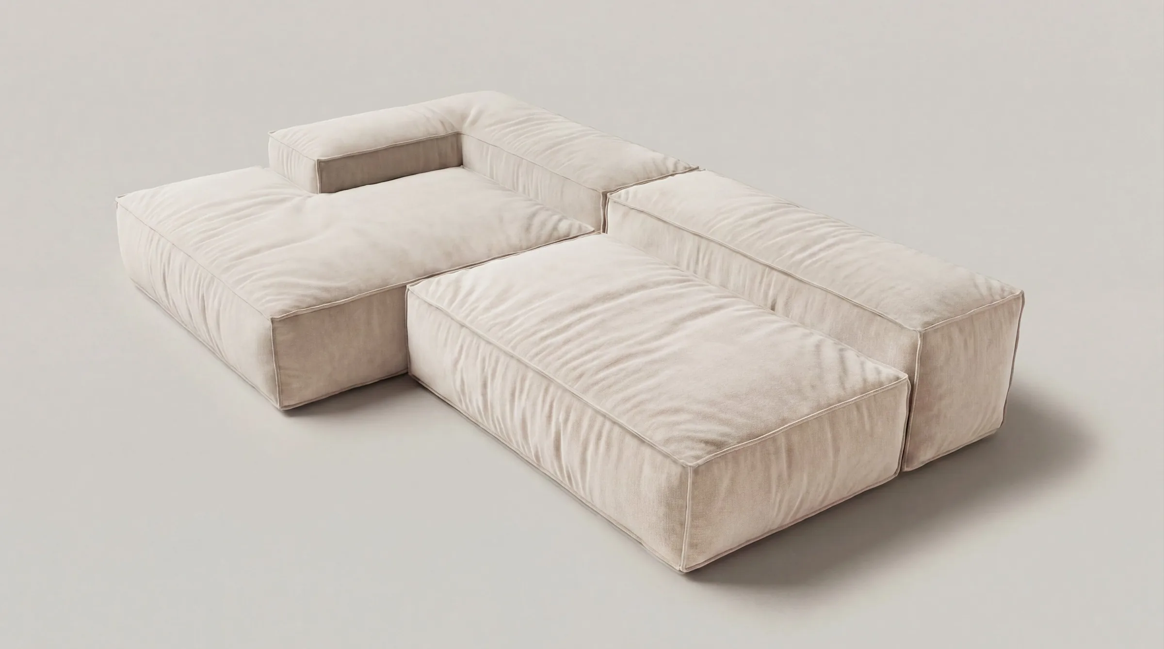 Cloud Form L-Shape in cream cotton, full view