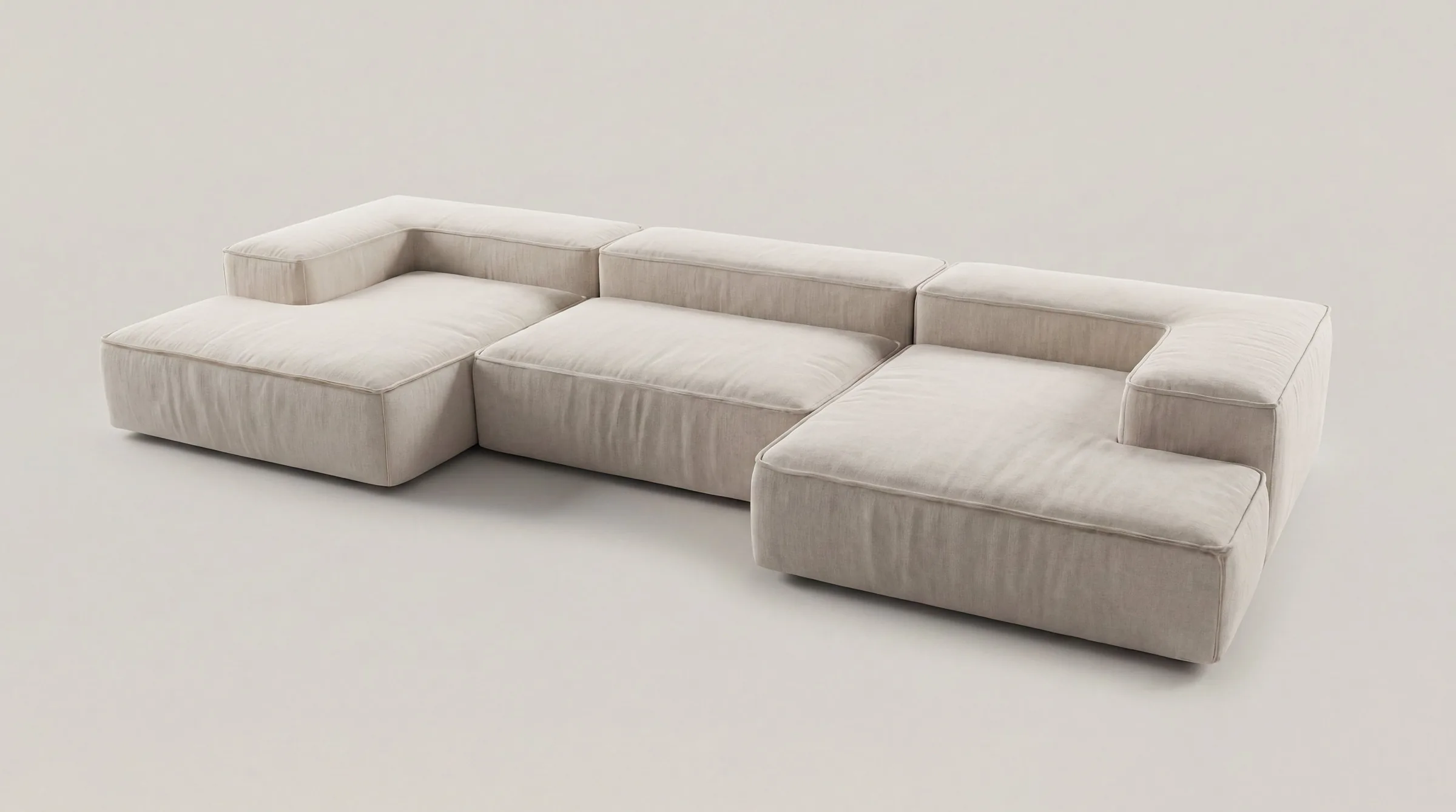 Cloud Form U-Shape in cream cotton, full view